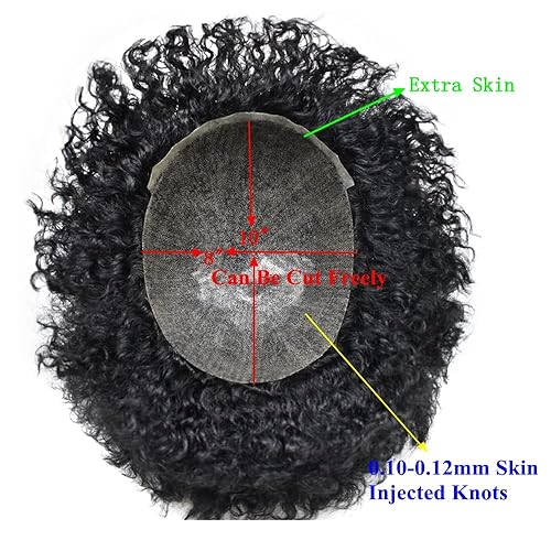Miniatura 6 de Pelucas afro Toupee de 0.236in para hombre, color negro, con ondas afro de 0.236 pulgadas, con inyección de poliuretano, sistema de repuesto,