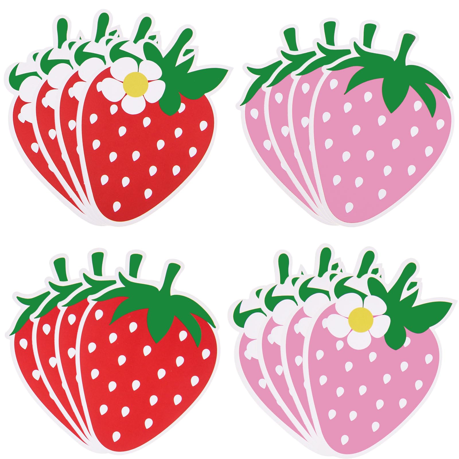 MixTeach 48 Pieces Strawberry Cutouts Summer Berry Paper Cutouts Strawberry Shape Die Cuts Bulletin Board Decorations Fruit Wall Decals for Classroom Back to School DIY Craft Projects Party Supplies