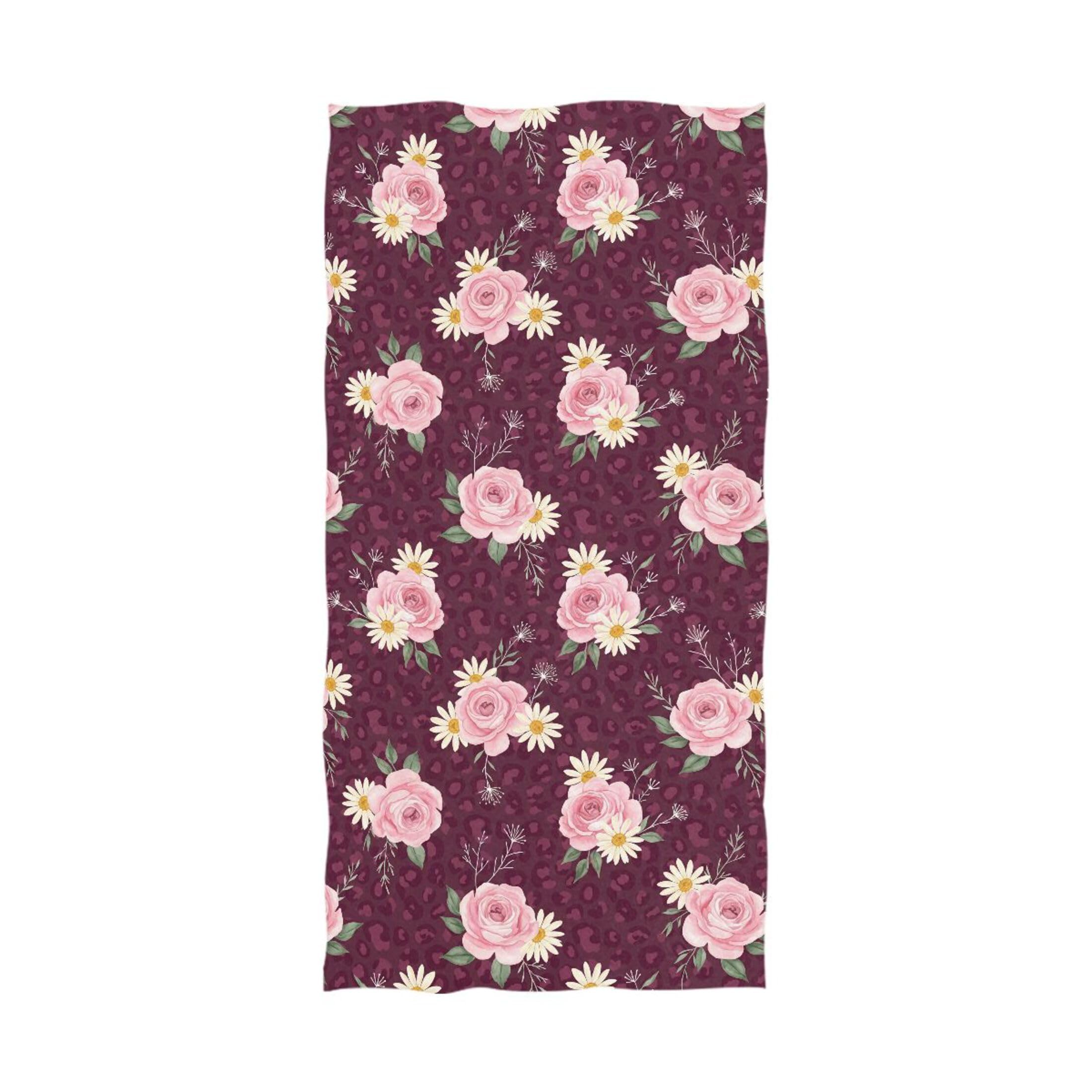 Kutsu Roses Bath Towel, Highly Absorbent Cotton Soft Bath Hand Towel for Bathroom Kitchen Hotel Spa, 64 x 32 In
