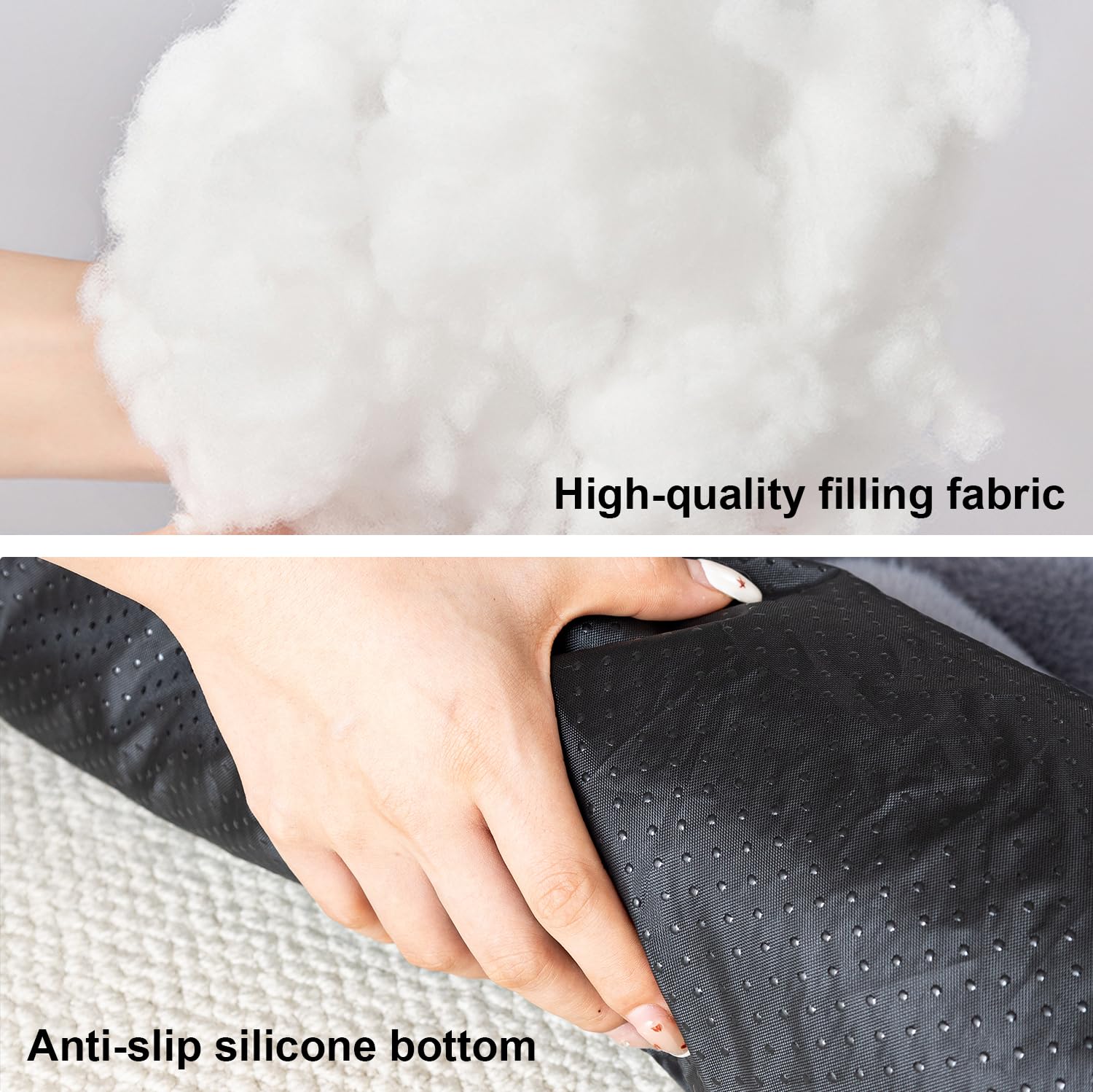 OKYUK Dog Bed,Comfortable Dog Basket, Dog Sofa, Sofa Cover, Hand Washable, Non-Slip, Suitable for Dogs (Grey Gradient Shaggy - Image 2