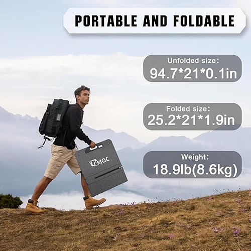 Miniatura 5 de CMQC Panel solar portátil de 200 W, cargador solar plegable de 36 V, paneles solares para generador solar para teléfono, iPad, laptop, caravana,
