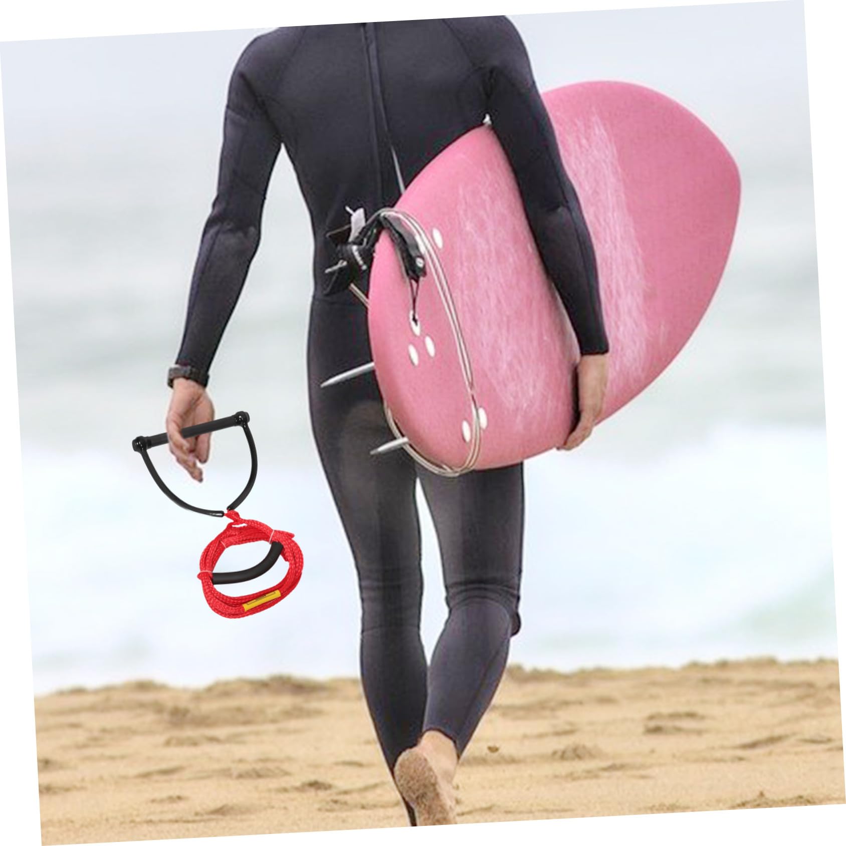 Hemobllo Corda per Sci Nautico Impugnatura Comoda Resistente all Abrasione in Pp, Corda Portatile per Wakeboarding e Tubing Rossa