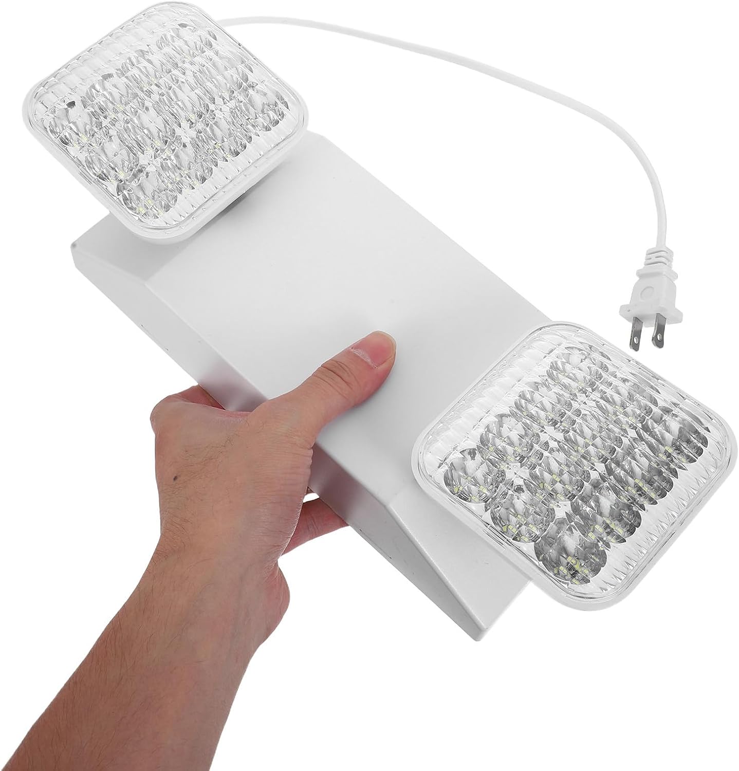 LED Emergency Light: Emergency Lighting with Dual Adjustable LED Lamp Heads Wall Mount Exit Lighting Fixtures for Business Office US Plug