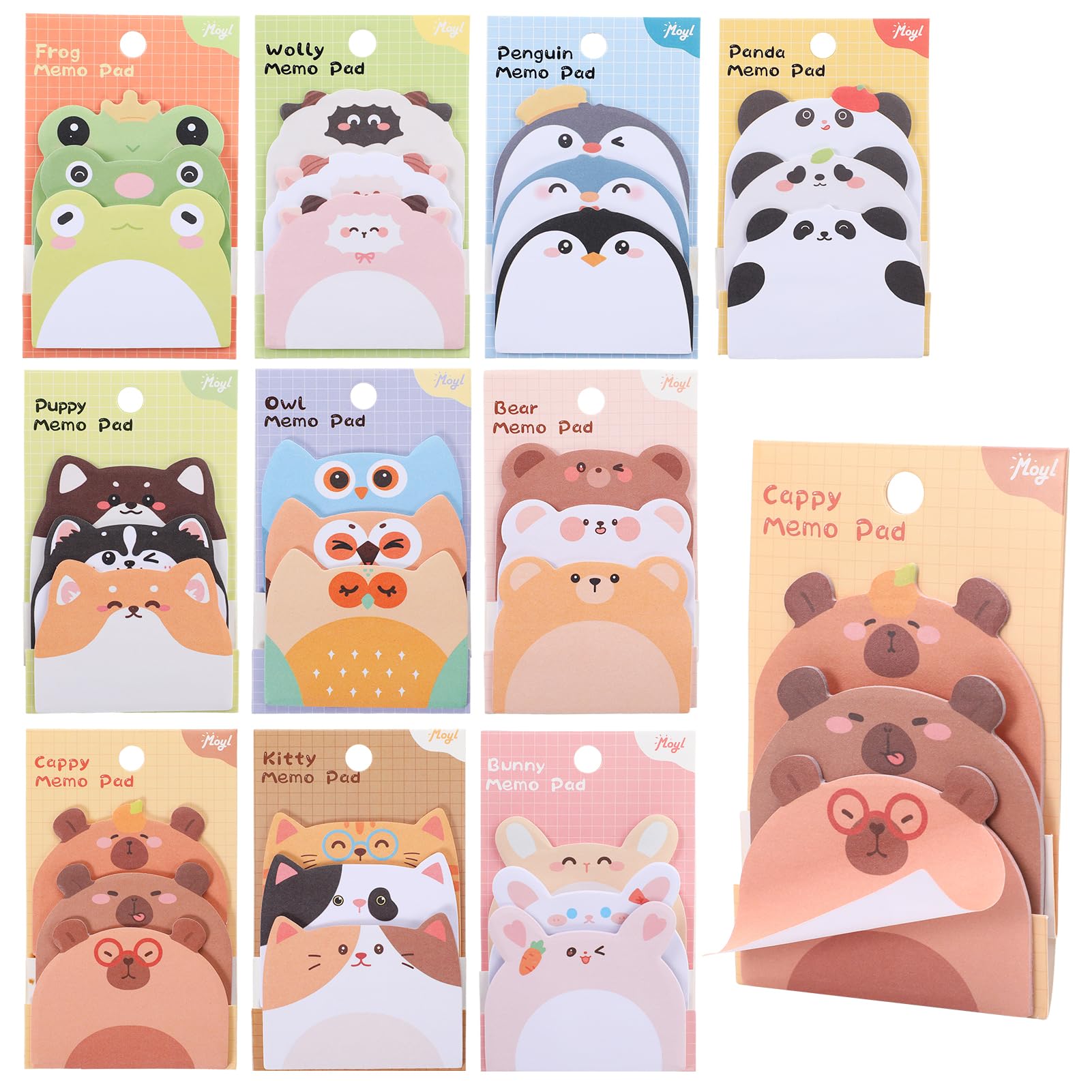 Candcamp 10 Pack Cute Animal Sticky Notes Party Bags Fillers for Kids