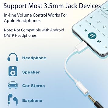 USB C to 3.5mm Female Headphone Jack Adapter 2 Pack
