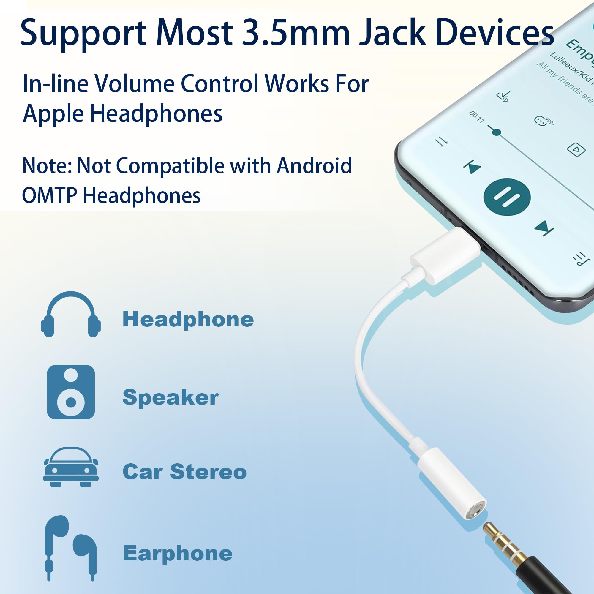 Adattatore da USB-C a jack per cuffie da 3,5 mm, cavo USB C a AUX audio, compatibile con iPhone 15 serie 16, iPad Pro, Galaxy S23/S22 Ultra (bianco, confezione da 20 pezzi)