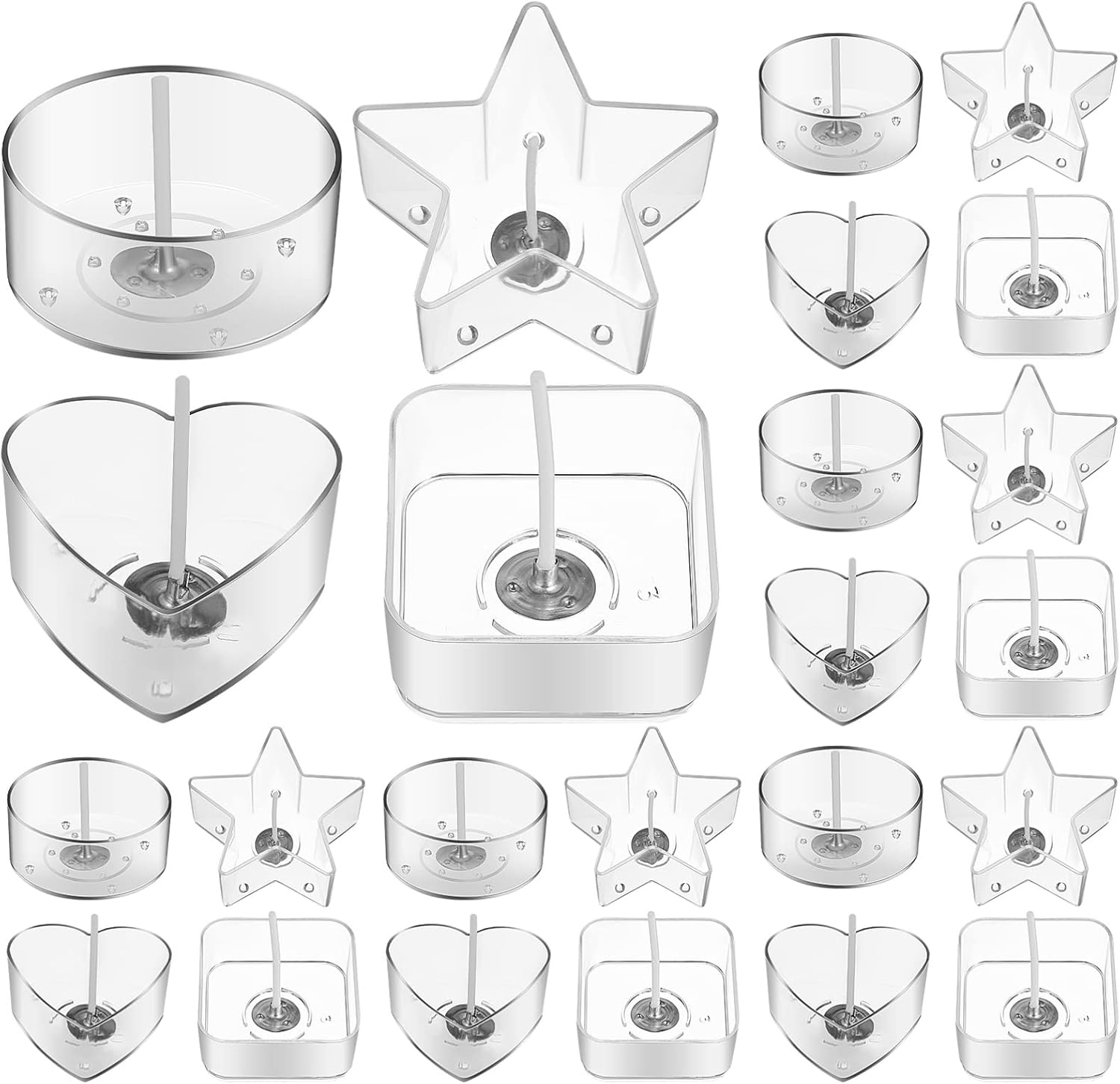 Beavorty 100pcs Plastic Clear Tea Light Candle Cup Holders