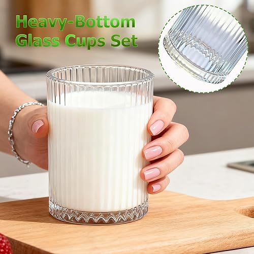 Miniatura 4 de Paquete de 4 vasos de bebida vintage, juego de vasos de cóctel de 9 onzas, vasos de jugo para whisky, refrescos, leche, café