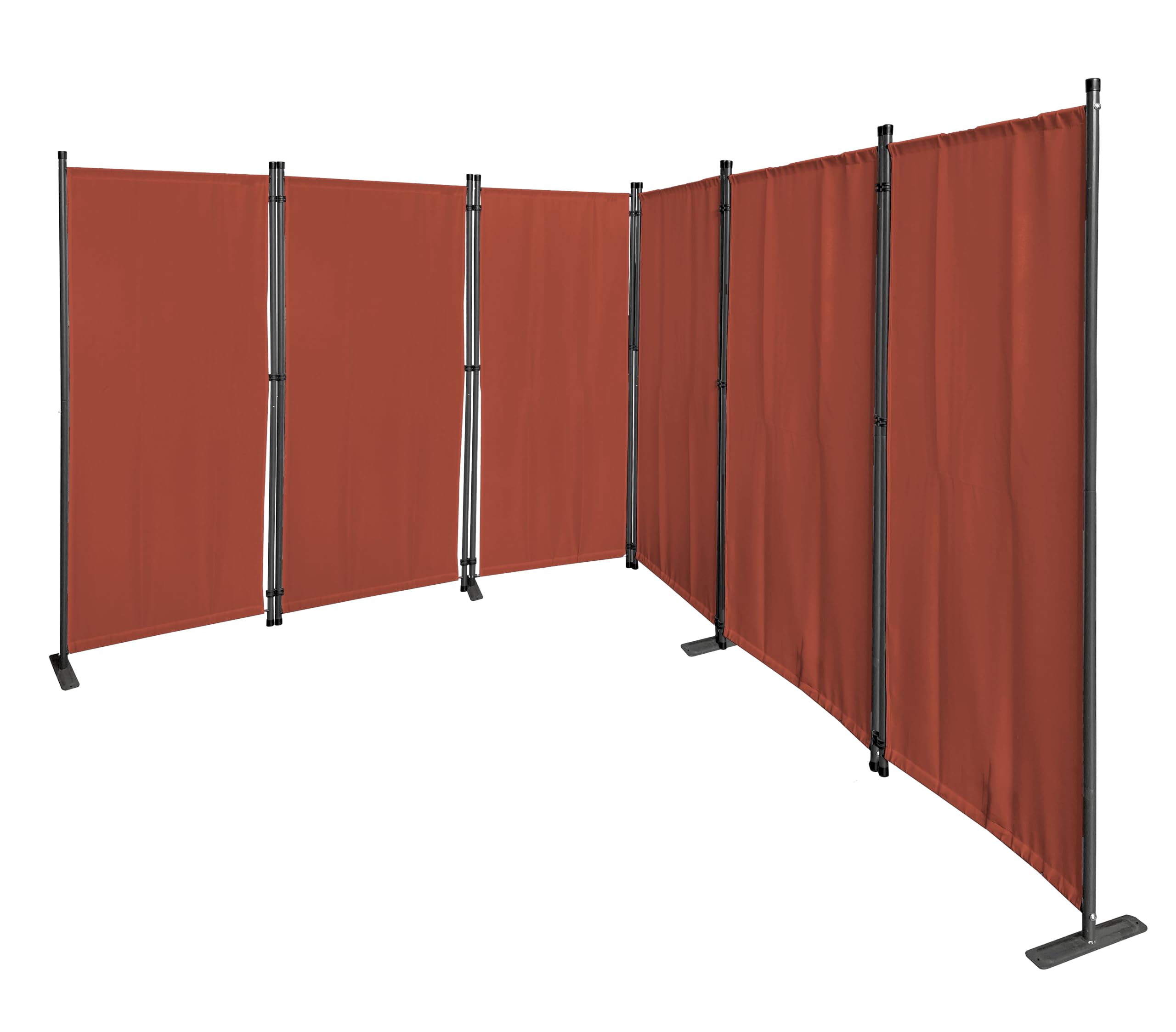QUICK STAR Paravent 6 Teilig 340x165cm Rotorange - Garten & Balkon Sichtschutz Stellwand Innen & Außen - Raumteiler Trennwand Faltbar Blickdicht & Wetterfest