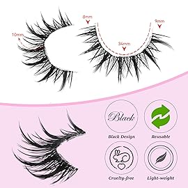 outopen 10 Pairs Manga Lashes Natural Look False Eyelashes Wispy Spiky Anime Lashes Korean Japanese Asian Style Cosplay Fake Eyelashes with Clear Band