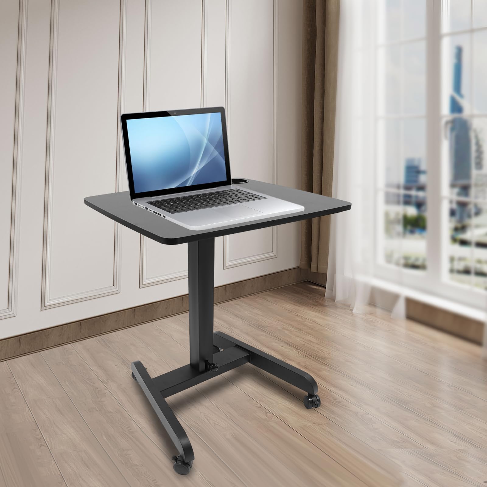 Bitodd Mobile Standing Desk Adjustable Height Portable Stand Up Desk with Wheels Wide Tabletop Computer Desk Small Standing — view 4