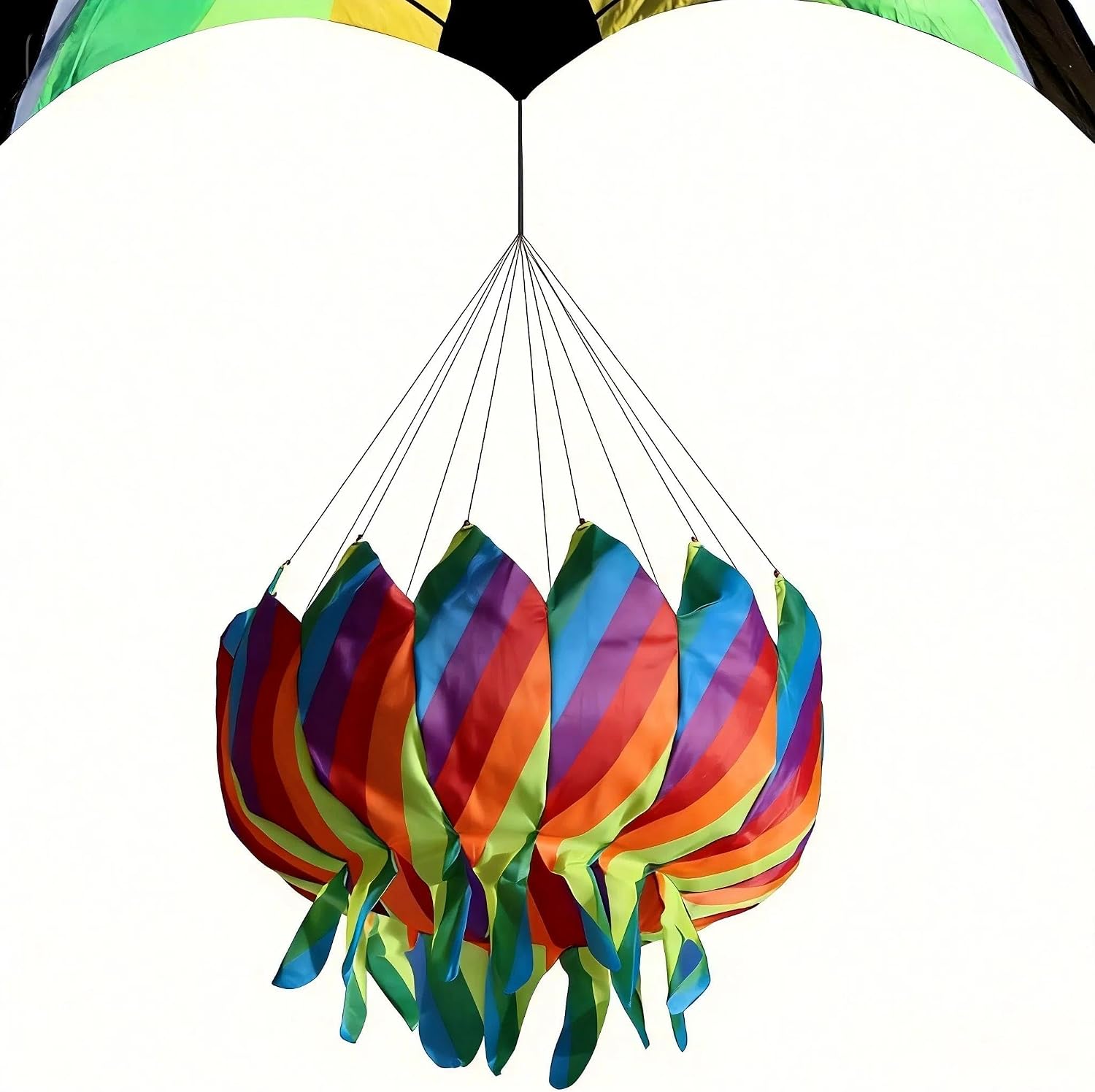 9KM DWLIFE Rainbow Flower Kite Tail, Colorful Nylon Windsock for Kite | 60x80cm Nylon Kite Tail with Swivel Snap, Colorful Wind Spinner for Single-Line & Stunt Kites, Beach, Garden & Outdoor Decor