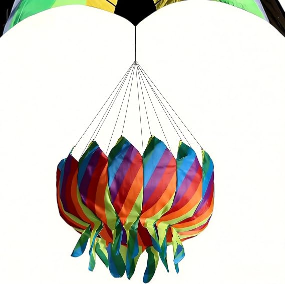 9KM DWLIFE Colorful Rainbow Flower Kite Tail Windsock Line Laundry Flower Tail Kite Flying