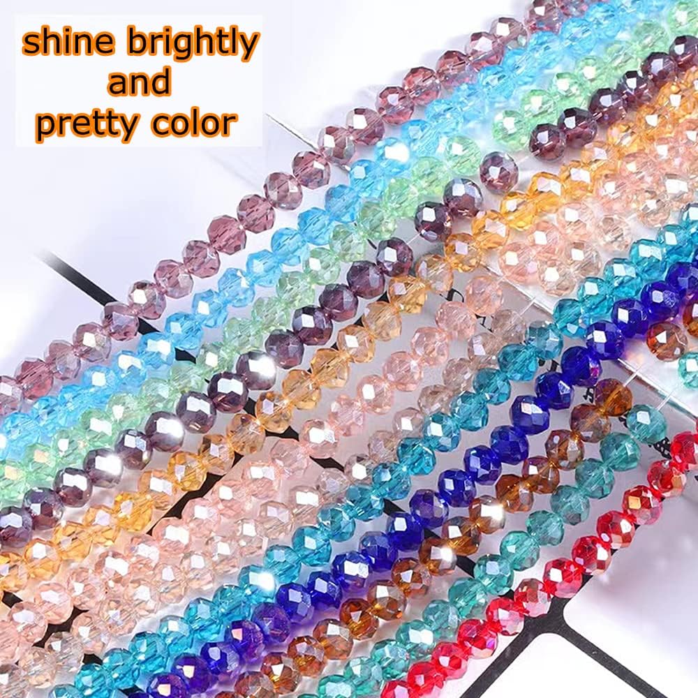 Jmassyang 8mm Briolette Rondelle Faceted AB Crystal Glass Beads for Jewelry Making Bracelets Necklaces Earrings (Orange Mixed) - Image 7