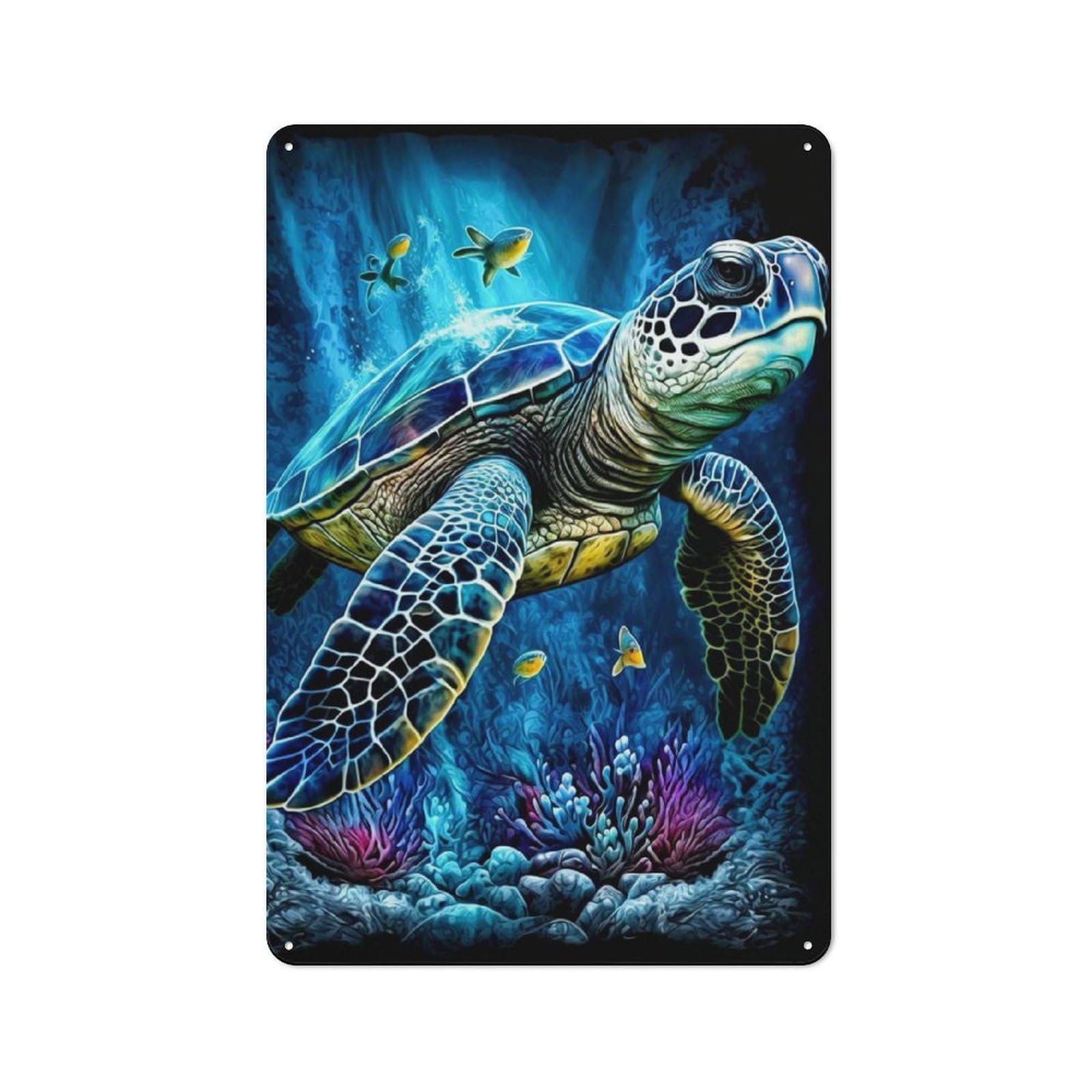 Junmoney Ocean Turtle Retro Printed Metal Sign 30X20cm For Living Room Wall, Wall Decor For People Reorganising Living Room