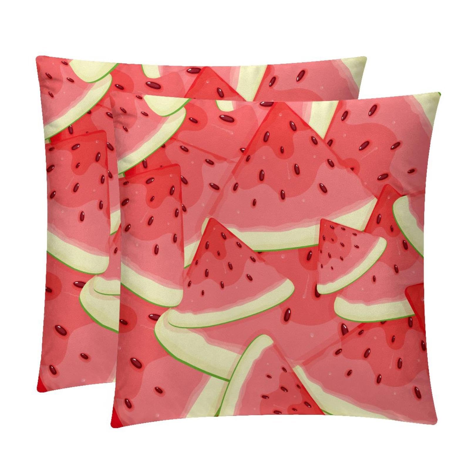 TDGKPZ Watercolor Watermelon Throw Pillow Cases 2 Pack Pillowcases Zipper Cushion Covers For Bedroom Living Room 45x45cm