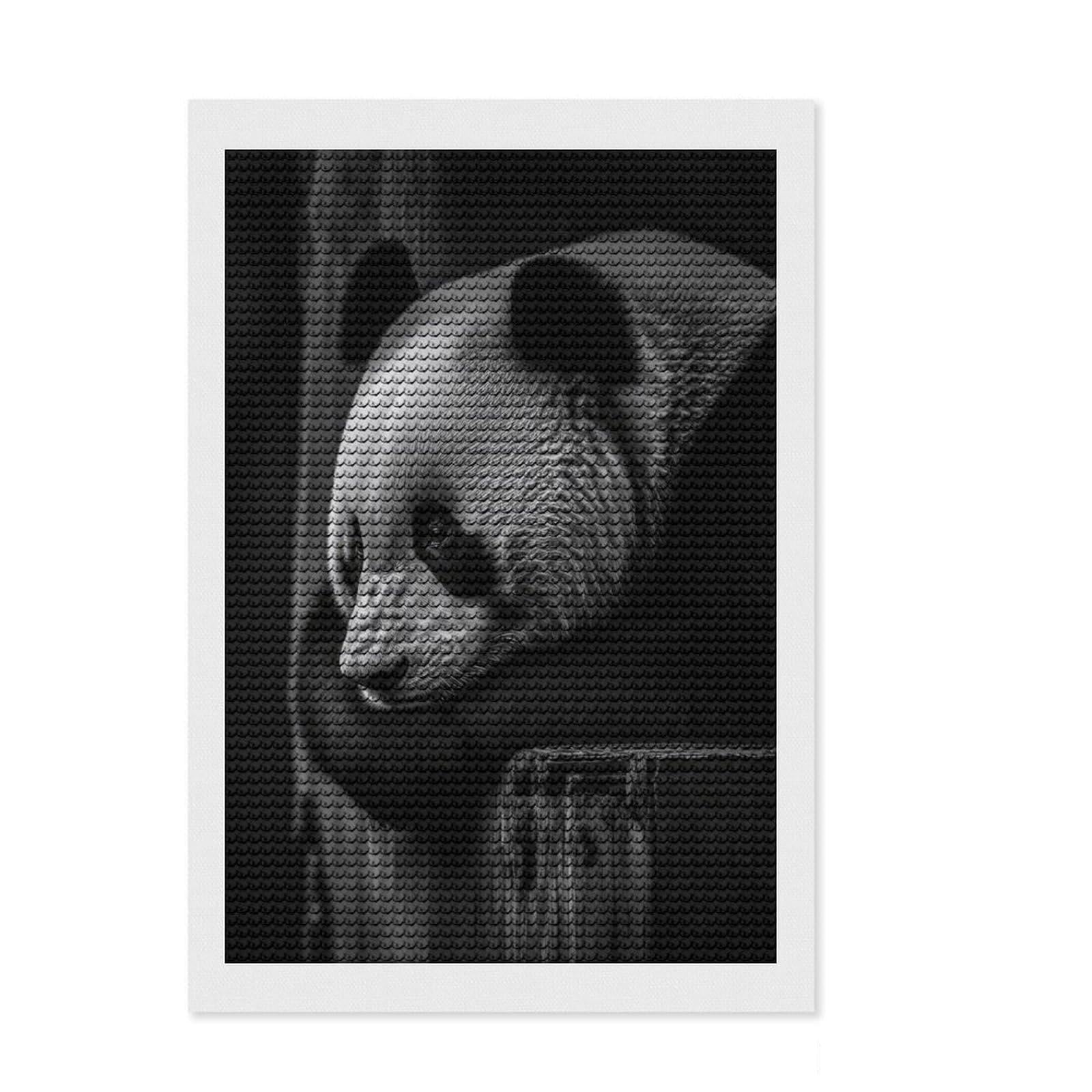 Junmoney Thinking Panda Crystal Diamond Art Kit 8"x12", Festive Craft Gift, Aesthetic Room Decor, with Tool Kit, Creative Gift Idea