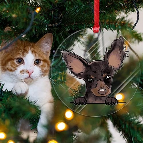 Miniatura 4 de Juguete ruso Terrier Adornos colgantes para árbol de Navidad Perro Memorial Acrílico Adornos de Navidad Recuerdo Acuarela Peeking Perro Mamá Amante