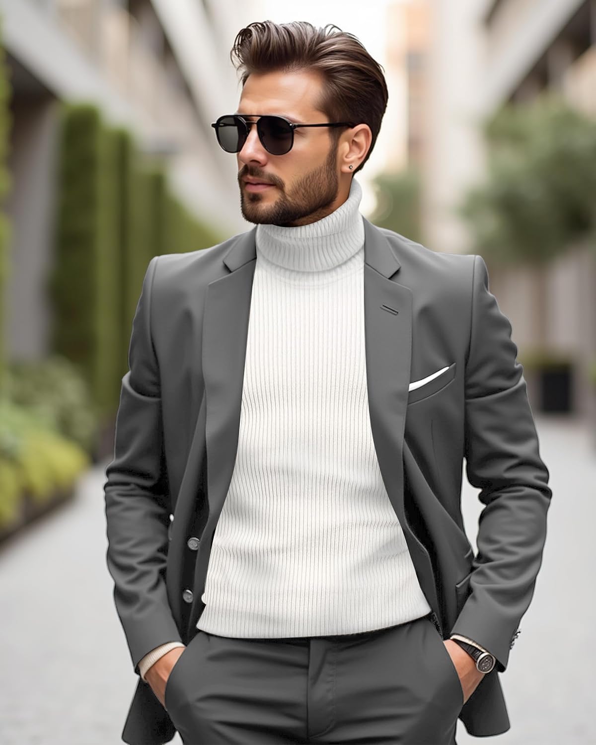 NY Threads Men's Ribbed Turtleneck Slim Fit Pullover Casual Long Sleeves Basic Top - Image 2