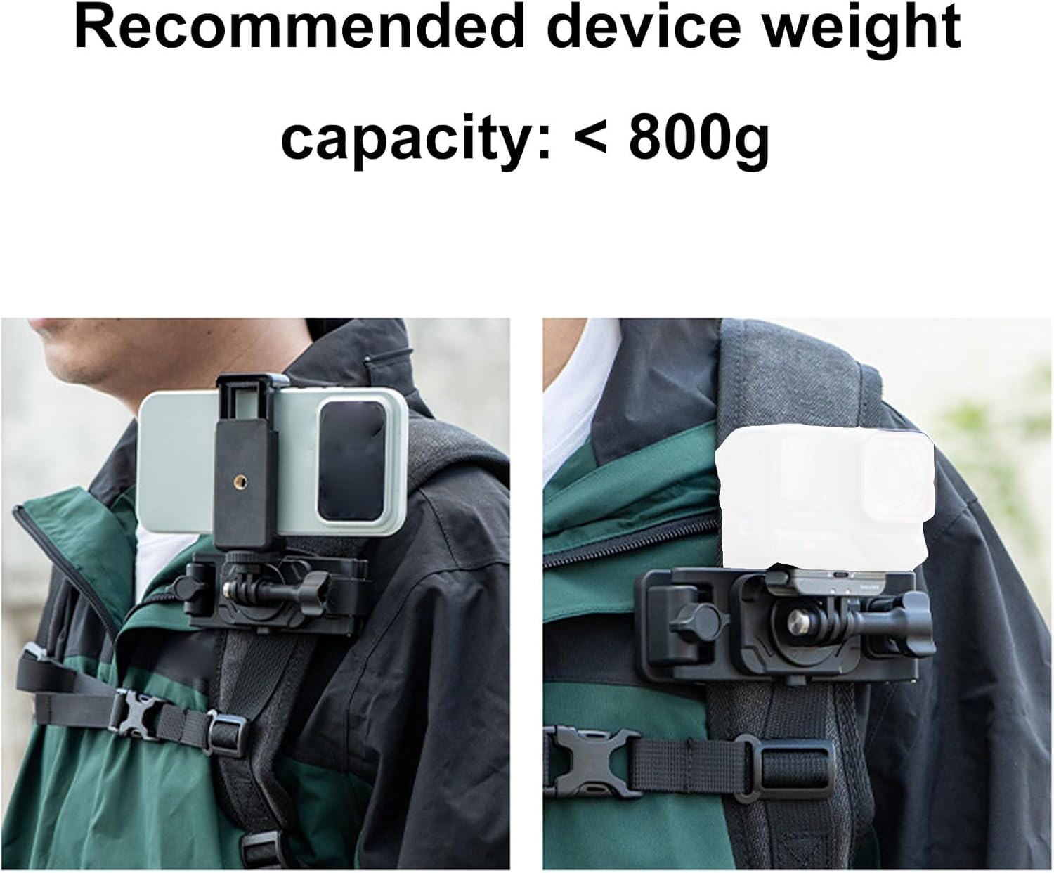 GOWENIC Adjustable Backpack Strap, Mount for Action Camera with 360 Rotation, Secure Lock for Selfie Stick, Fits Straps 1mm to 9mm