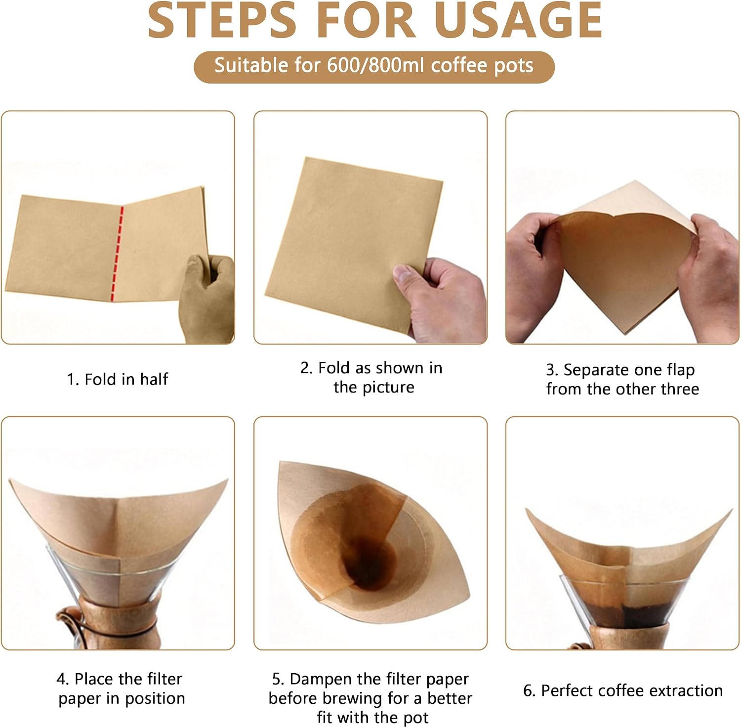 100ct Pre-Folded Cone Coffee Filters for Chemex Pour-Over Coffee Makers