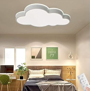 LAKIQ Modern Dimmable Acrylic LED Lights with Remote Creative Cloud Shape Children Room Flush Mount Ceiling Lighting Fixture for Kids Bedroom Kindergarten Living Room25.5,Stepless Dimming