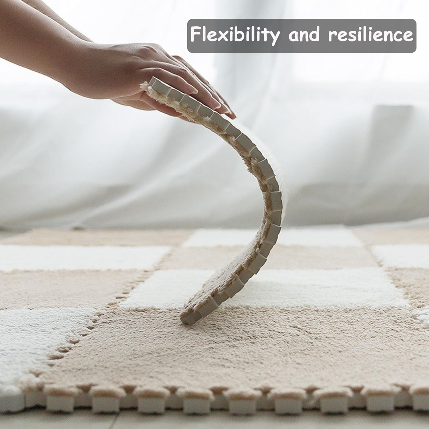 パズルプレイマット 床用 プラッシュインターロッキングフロアマット 70枚/67.2平方フィート 12x12インチ ネイビーブルーホ