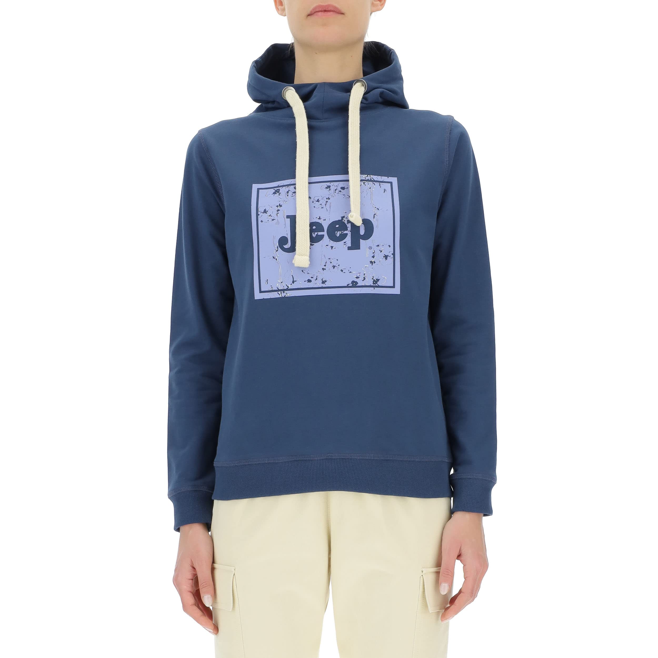 Jeep J Woman Hooded Sweatshirt Jeep Vintage Botanical Large Print J24s Felpa Donna (Pacco da 1)