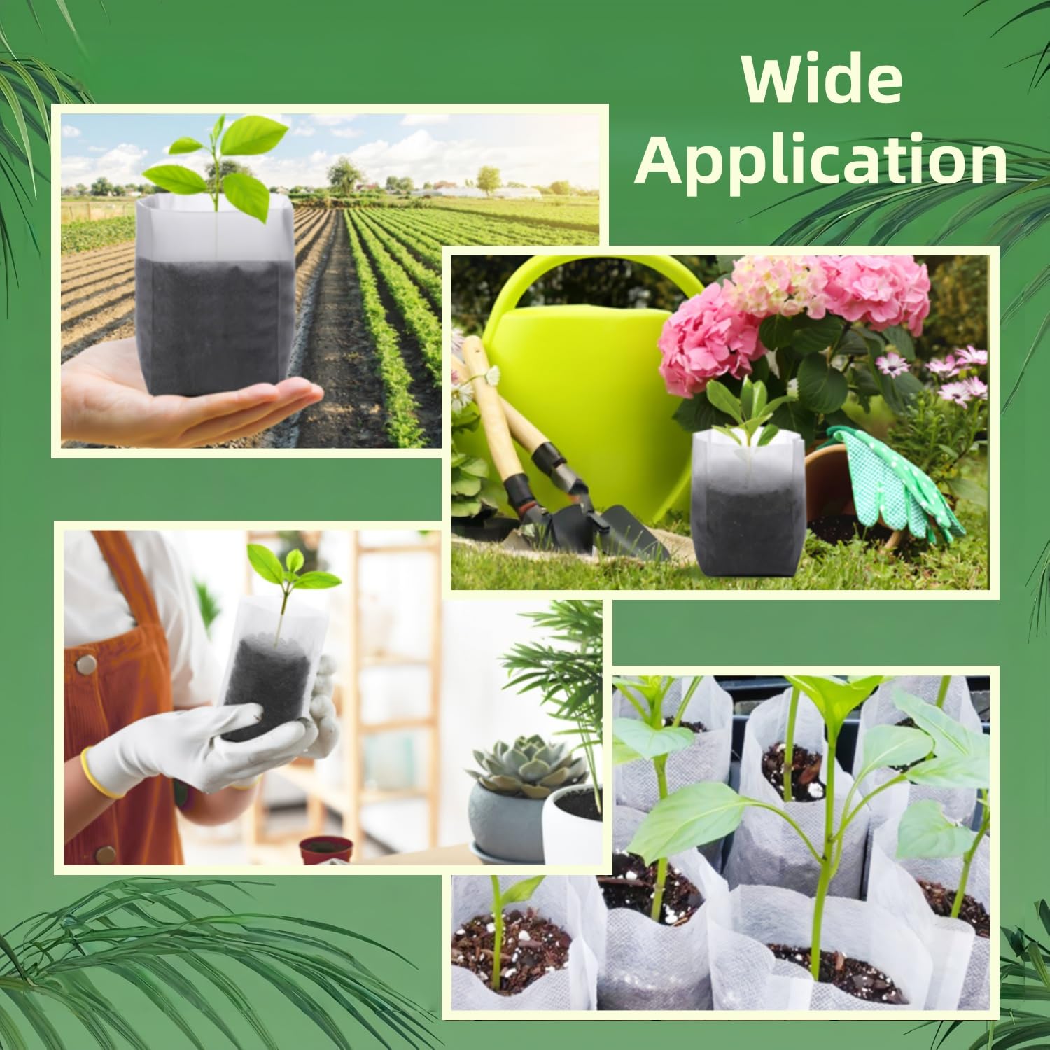 600 Piezas Bolsas de Cultivo de Plantas, Bolsas de Vivero Planta de Tela no Tejida, Bolsa de Tela para Macetas, Biodegradable, Transpirable, para Verduras, Flores y Frutas en Granjas (12.5×17.5cm) — view 8