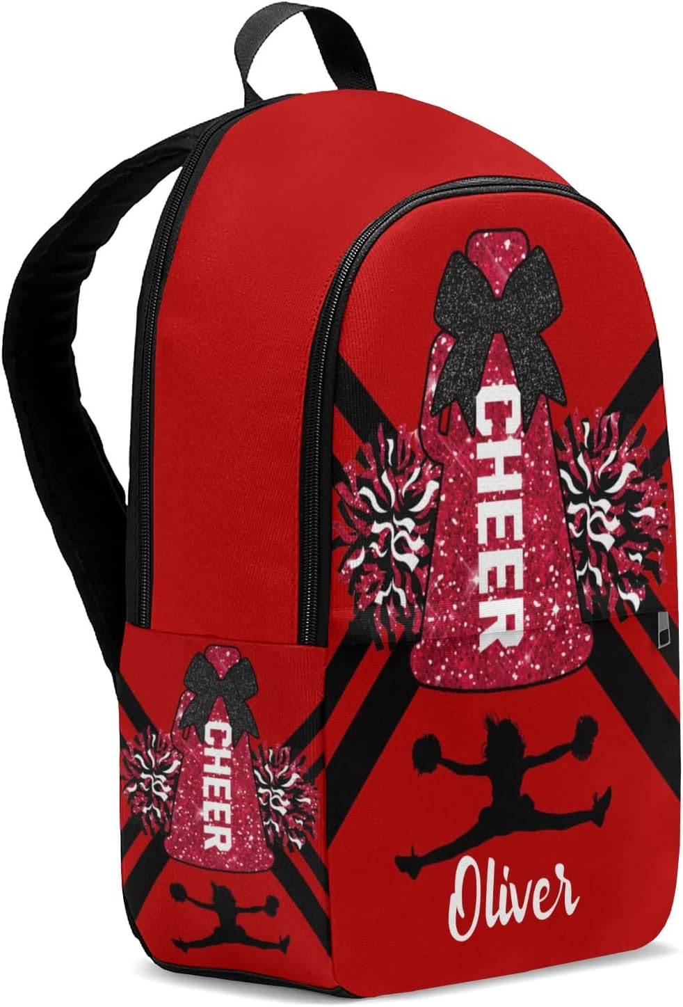 Red Print Cheer Cheerleader Backpack Shoulder Casual Travel Daypack Computer Laptop Bag for Women Men Gift