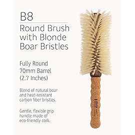 Ibiza Hair B8 Large Round Brush | 70mm Barrel for Volume & Smooth Finish | Blonde Boar Bristles Add Shine | Ideal for Fine or Curly Hair