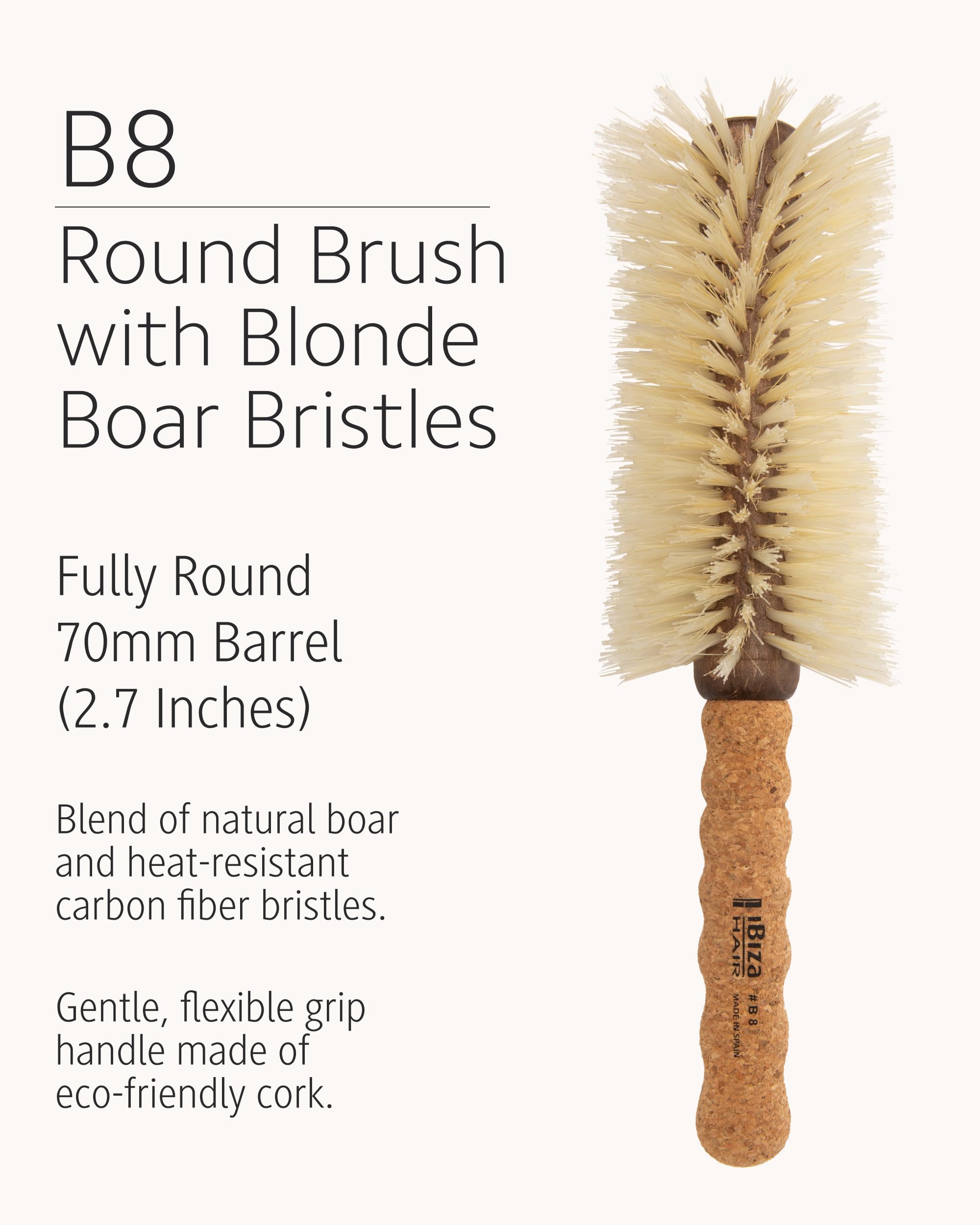 Amazon.com: Ibiza Hair Boar Bristle Large Round Brush (B8-70mm