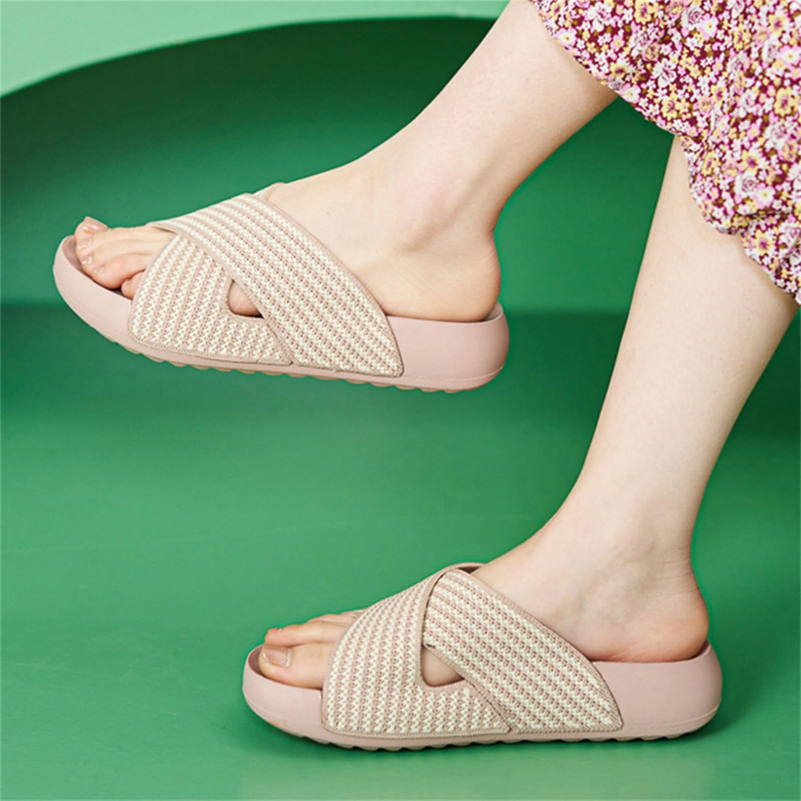 Slide Unisex Sandali di Scivolamento della Piattaforma Cinghia Incrociata Tessuta, Pantofole Casual Anti-scivolante A Puntsandali Dellacasual Spesse per -black-37