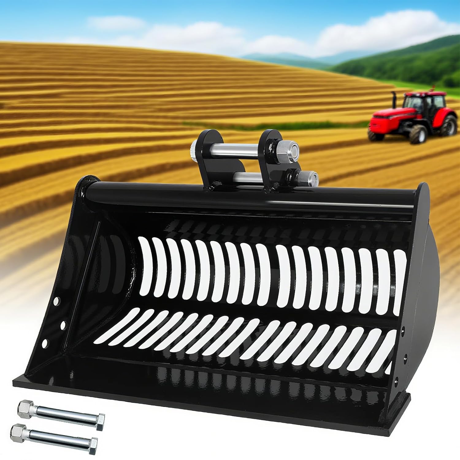 Mini Excavator Screening Bucket - 24inch (600mm) Bucket Mini Excavator Attachments Rock Buckets, Versatile Agricultural & Construction Machinery for Digging, Filtering and Sorting Material