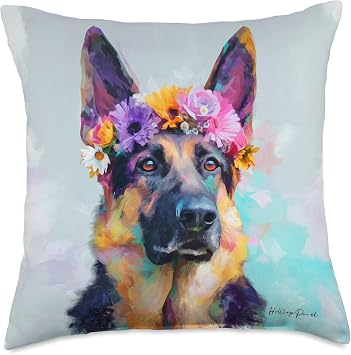 German Shepherd Artwork Pet Gift Throw Pillow