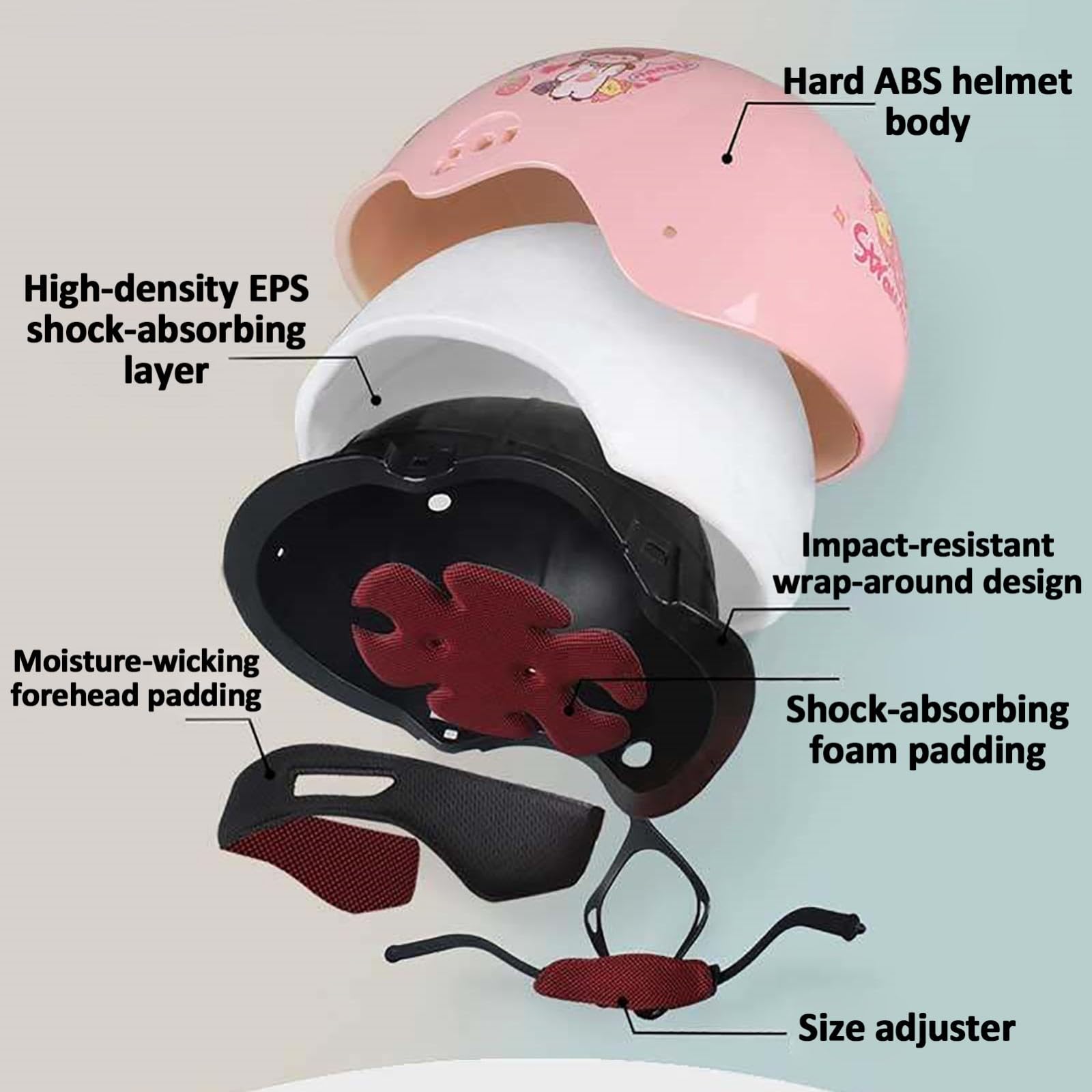 Casco De Moto Abierto con Visera Y Diseño De Dibujos Animados para Niños Y Niñas, Casco Jet para Motociclistas De 3 A 12 Años, Homologado Según La Normativa ECE 22.06