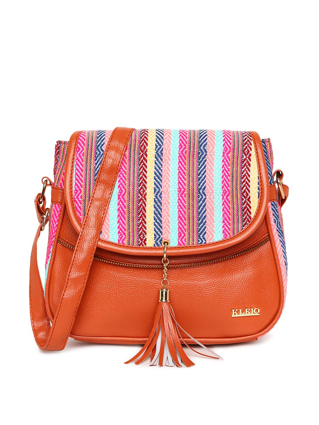 KLEIO PU Leather Jacquard Crossbody Bag for Girls (Mustard) with Adjustable Strap & Magnetic Flap Closure | Elegant Sling Bag for Women with Polyester Lining (B07QCYLKKC) Amazon Price History, Amazon Price Tracker