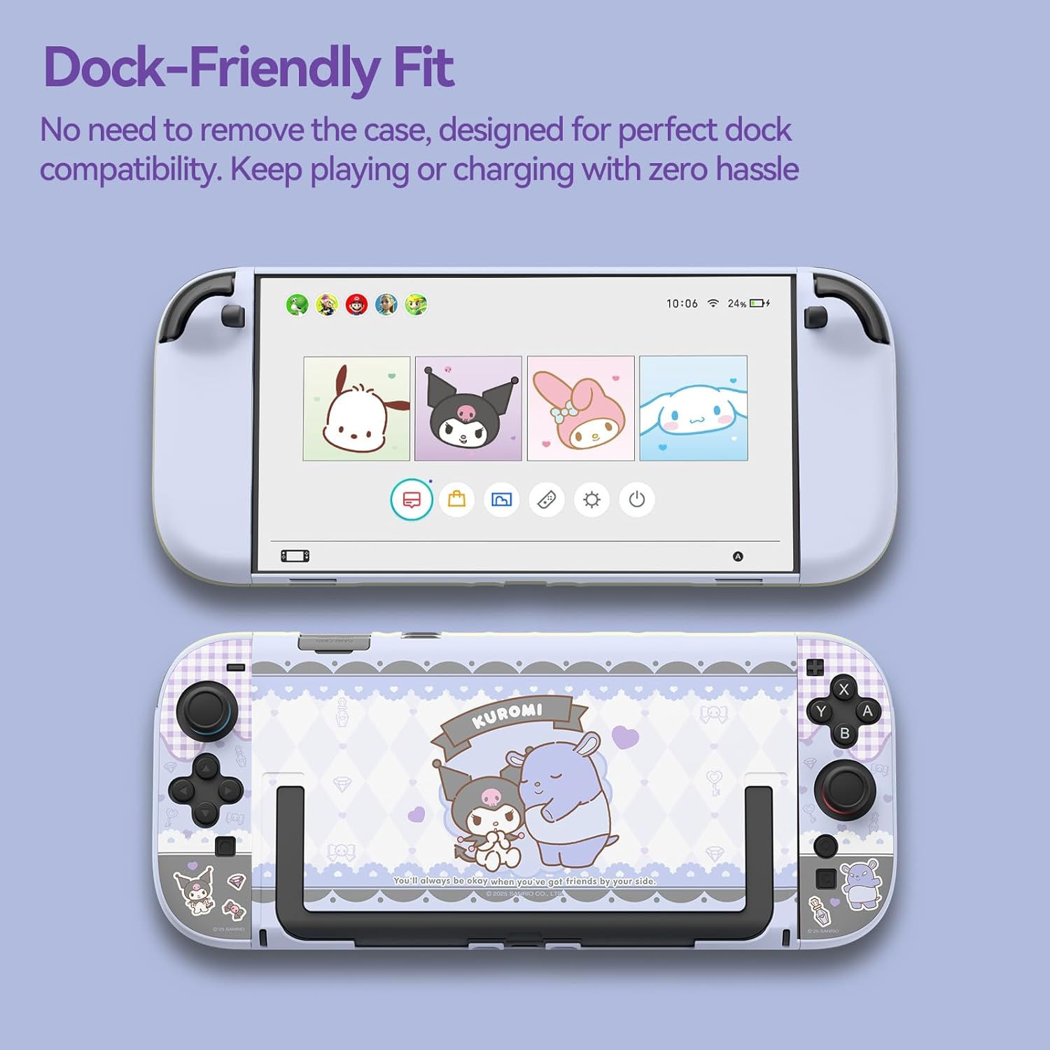 Dockable PC Protective Case Compatible with Switch 2 Model 2025, All-Round Protection Hard Protective Shell for Switch 2 2025 Accessories (Kuromi) - Image 4