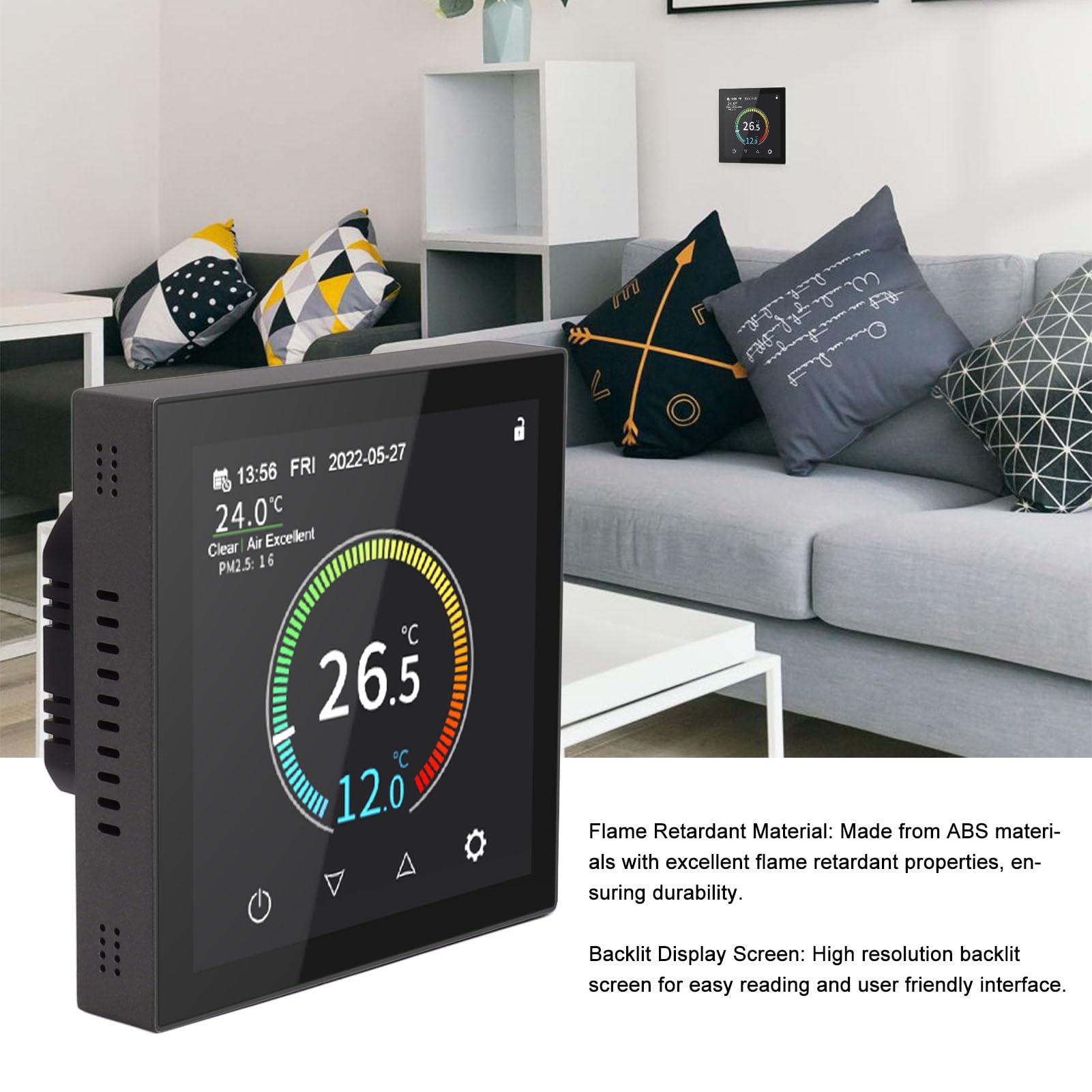 Termostato Digital de Alta Resolución Termostato Inteligente WiFi para Oficina en Casa, 90-240 V