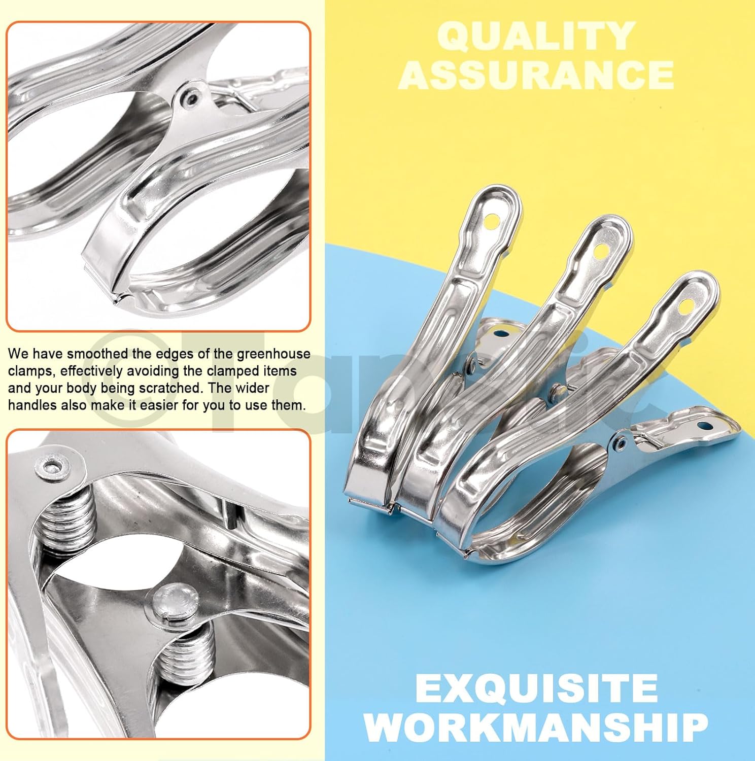 Tanstic 40Pcs 3.5 Inch Stainless Steel Greenhouse Clamps Garden Clips Greenhouse Clips Heavy Duty Garden Clips with Strong Grip and Large Open Mouth for Netting Holding thumbnail