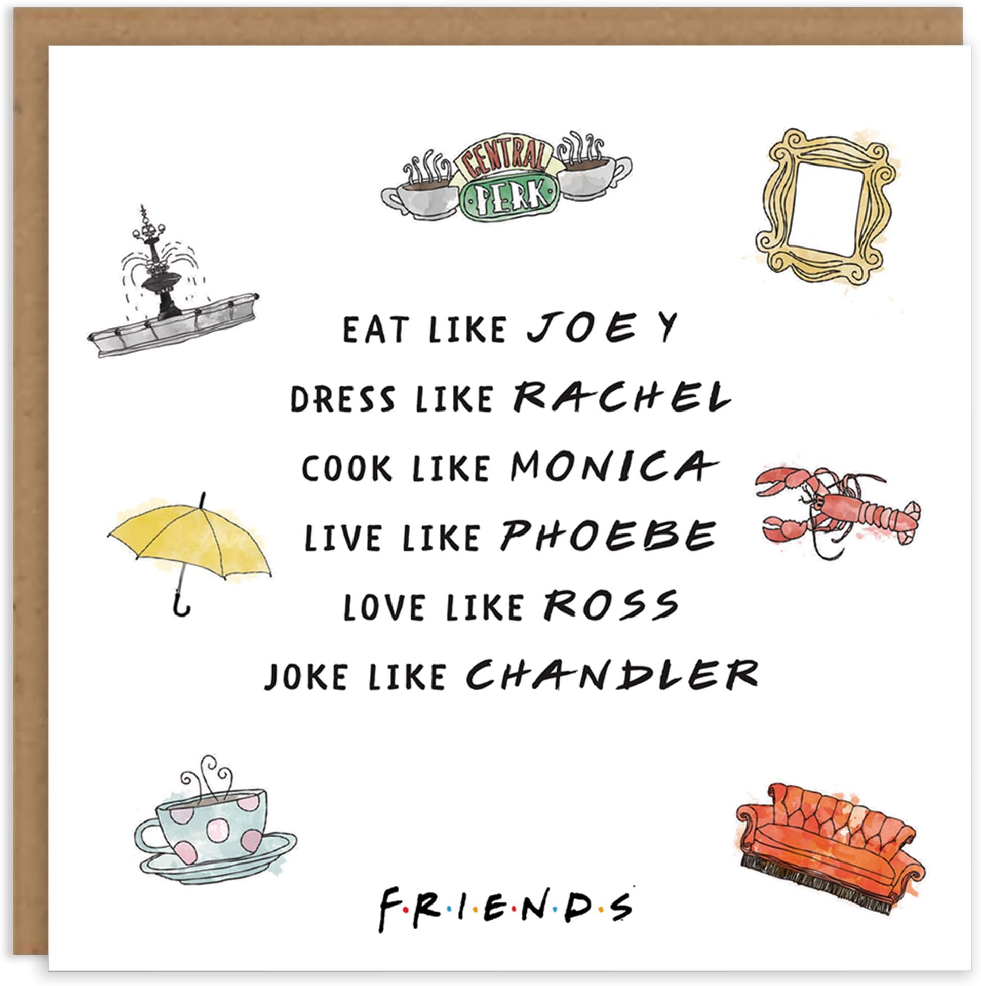 Cardology - Friends TV Show Birthday Card | All Occasions Card, Graduation Card, Thank You Card | Officially Licensed (Eat Like Joey)