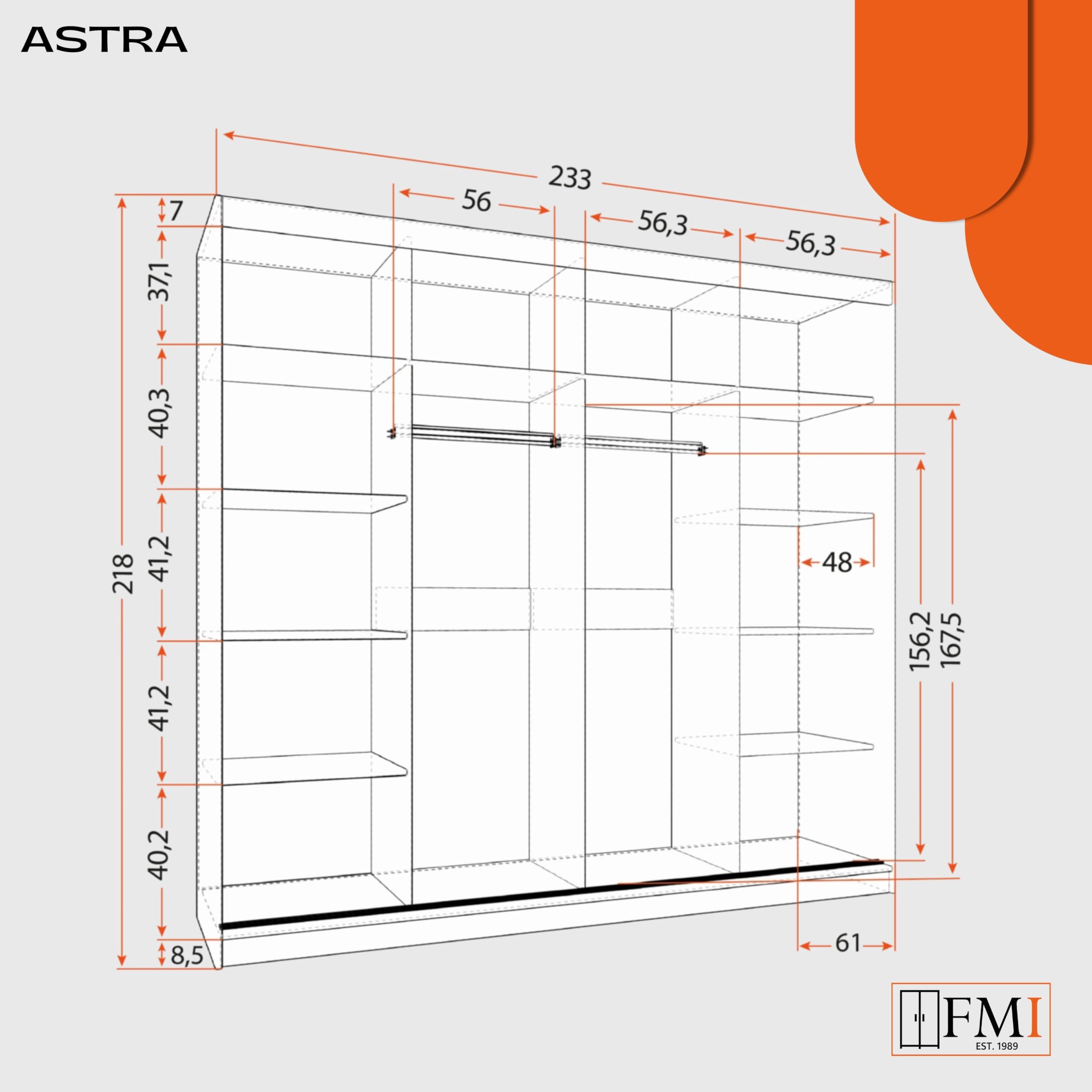 Armoire 3 Portes Coulissantes Avec Miroir 233x218x61 Cm ASTRA - Blanc, Rangement Spacieux Chambre Et Salon