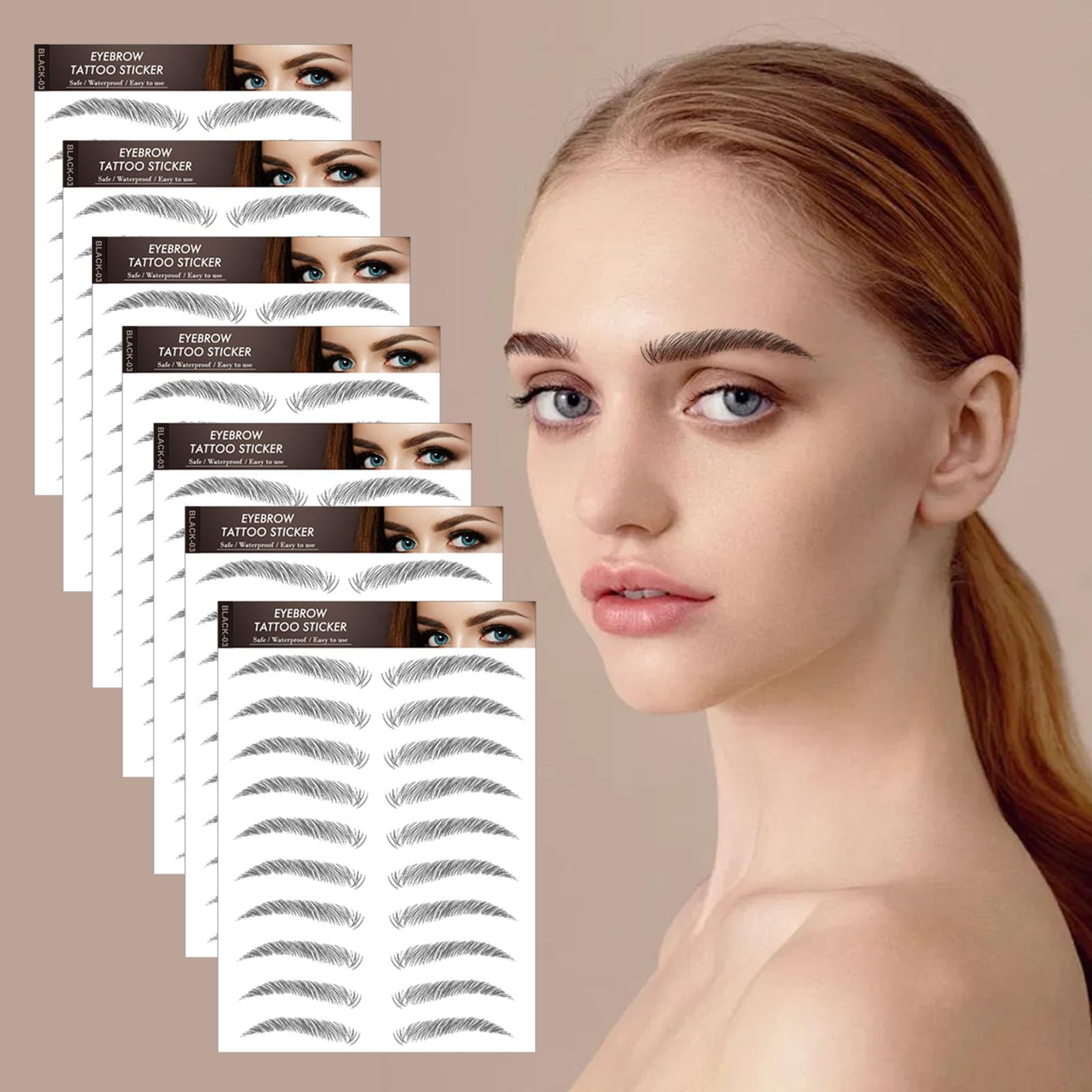 AWAVM 7Sheets/77Pairs 4D Hair-Like Tattoo Stickers Waterproof Natural Fake Eyebrow Stickers,Long Lasting Eyebrow Grooming Shaping Perfect for Women and Girls (Black-03) - Image 4