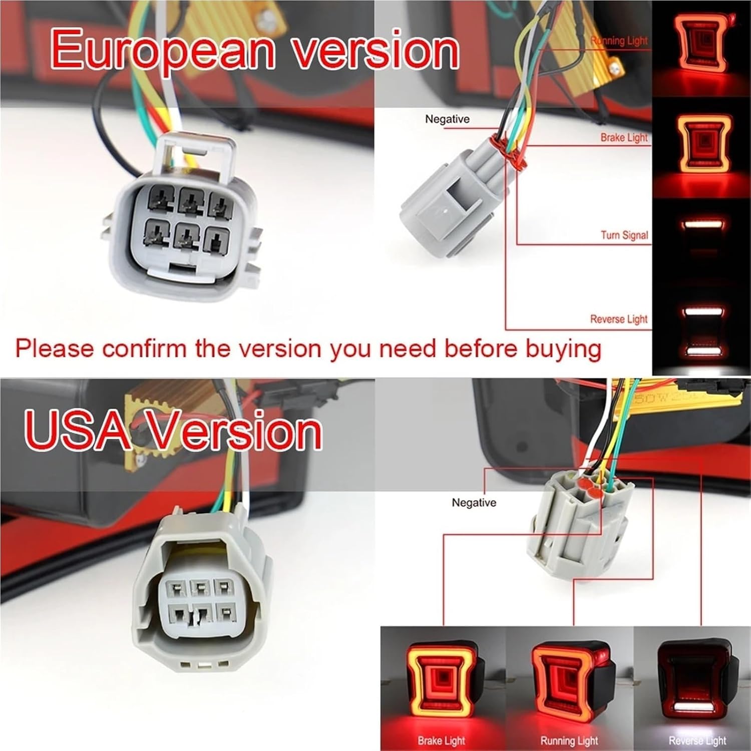 JK 2007-2018 交換用 LED テールライトアセンブリ(USA 【リアバンパーターンライトテールストップランプ】 Version)