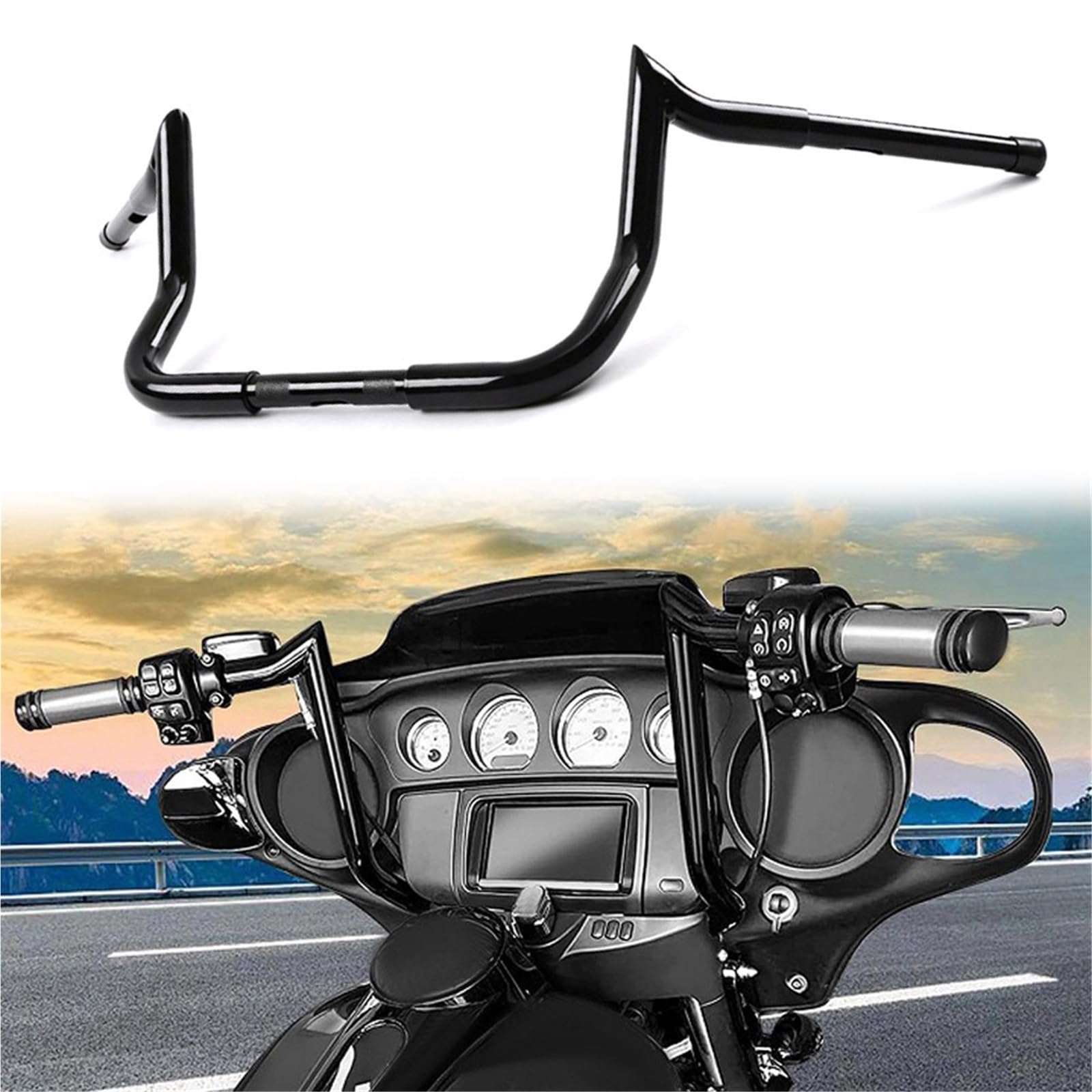 Parte del manubrio Per Harley Per Electra Glide Sport FLHS 1987-1993 Special FLHX 1986-1985 Accessori Moto 10 "Gancio Per Carne Monkey Bar Ape Hanger Manubrio