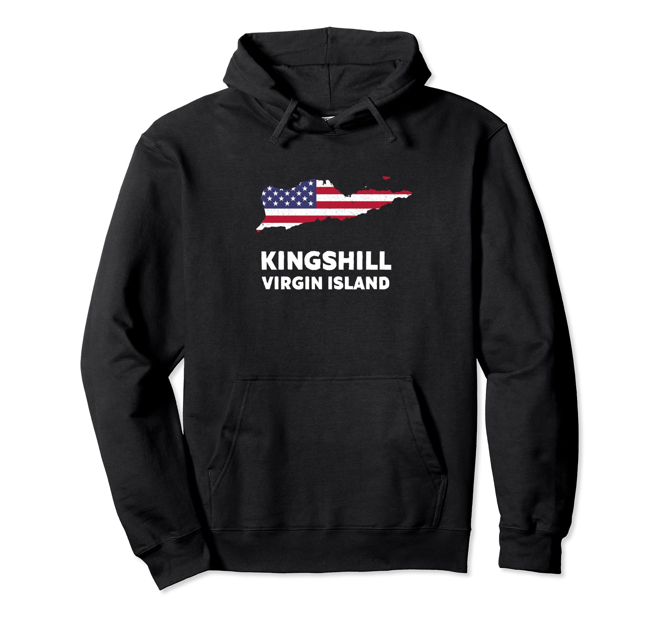 Distressed Patriotic USA Flag Kingshill, Virgin Islands Pullover Hoodie