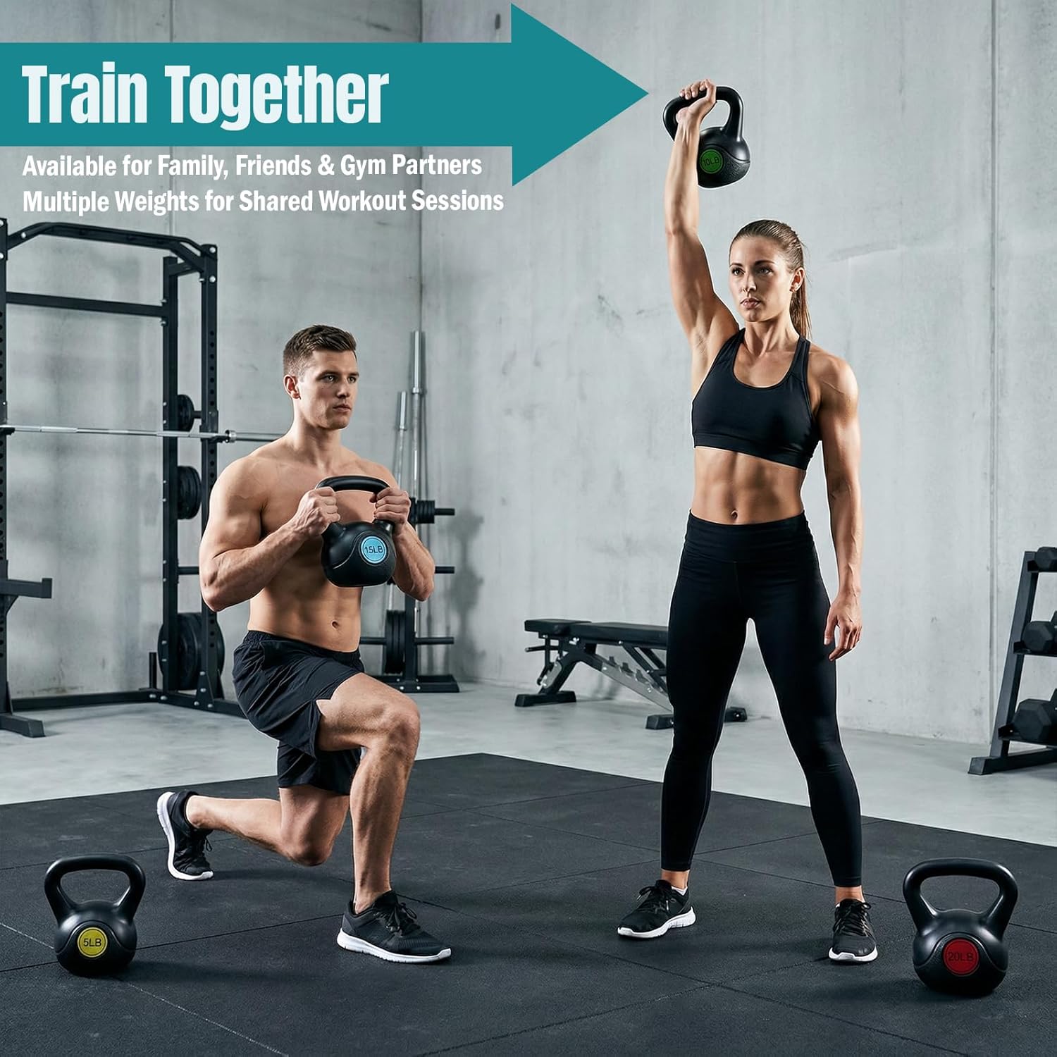 OLIXIS Hard Kettlebell Set, Exercise Equipment with Multiple Choice, HDPE Coated Concrete Kettlebells, Wide Handle & Bottom, All-Weights Workout Equipment for Home Gym Outdoor