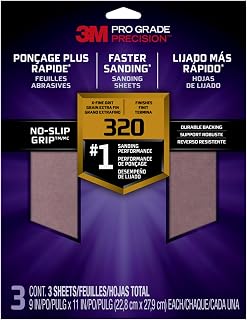 3M SandBlaster Advanced Sanding Sheets, 150 Grit, No-Slip Grip Backing, 9 x 11 Inch, 4 Sheets Pack (Wood, Metal, Drywall Sandpaper)
