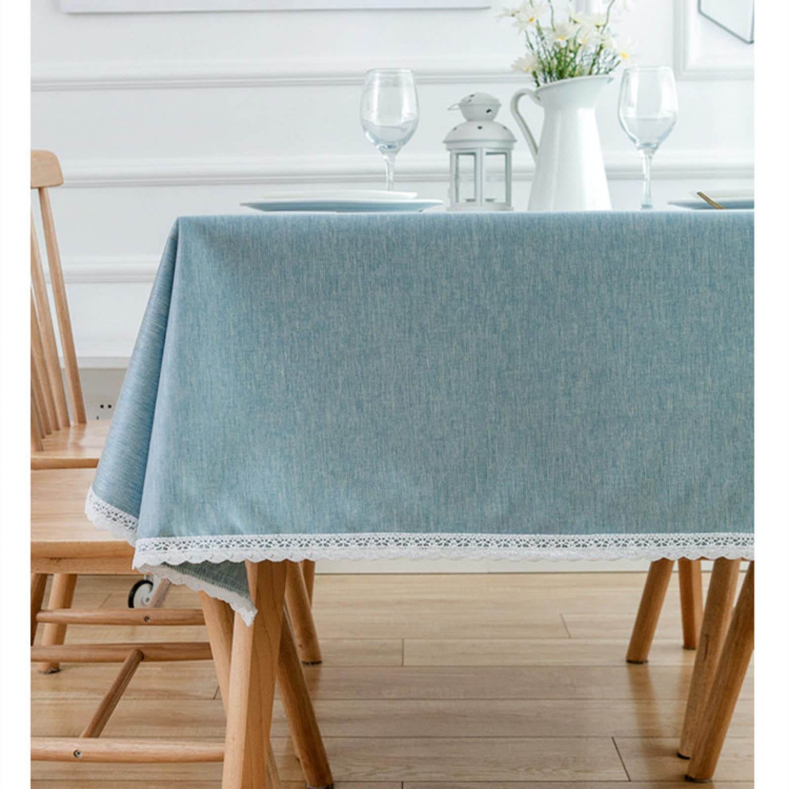 Obrus ​​Prostokątny Obrus Plamoodporny Wodoodporny Zmywalny Obrus Lniany Obrus Zmywalny Obrus Na Stół Do Jadalni Obrusy Imprezowe Obrus/Light Blue/100X160Cm