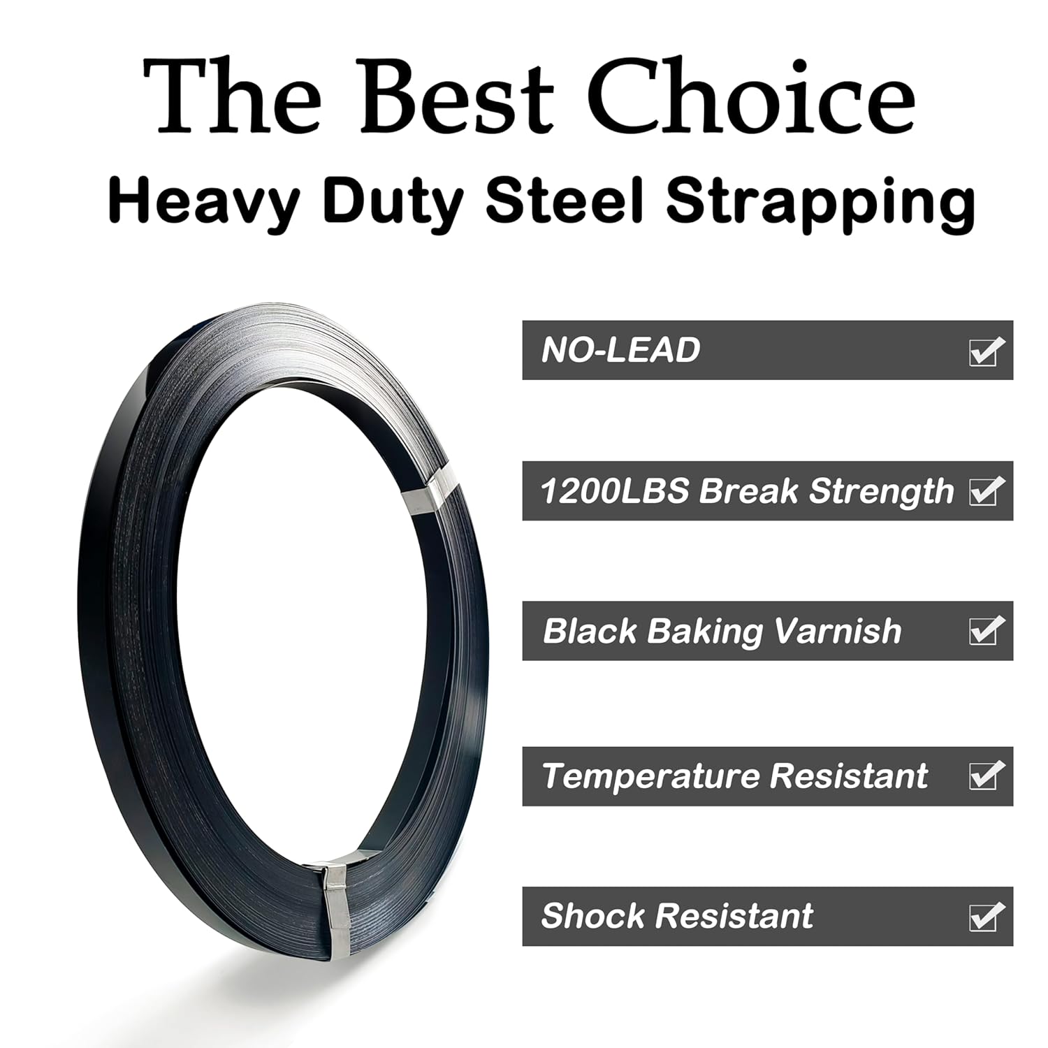 Steel Strapping Coil 1/2" x .020" x 300' Heavy Duty,Metal Strapping Banding Roll,1200 lbs Break Strength,Mini Portable Strong Banding Coil with Superior Cut-Resistance,Heavy Pallet Strapping